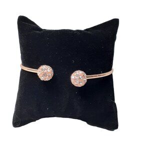 Rose Gold Rhinestone Ball Bling Open Cuff Bracelet